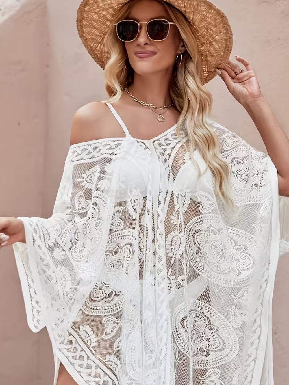 White Lace Sheer Swim Cover-Up